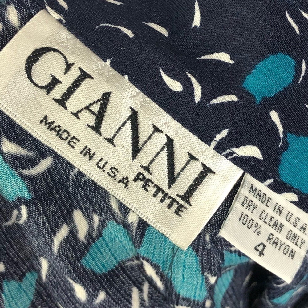 Vintage‎ Gianni Petite Blue Printed Midi Skirt 4 - Picture 5 of 5